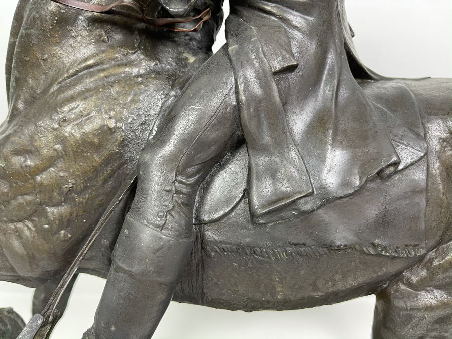 Signed Max Turner Bronze Sculpture On Marble Base Titled 'Paul Revere' After Cyrus Edwin Dallin 21W X 8D X 20H 73lbs [Photo 24]