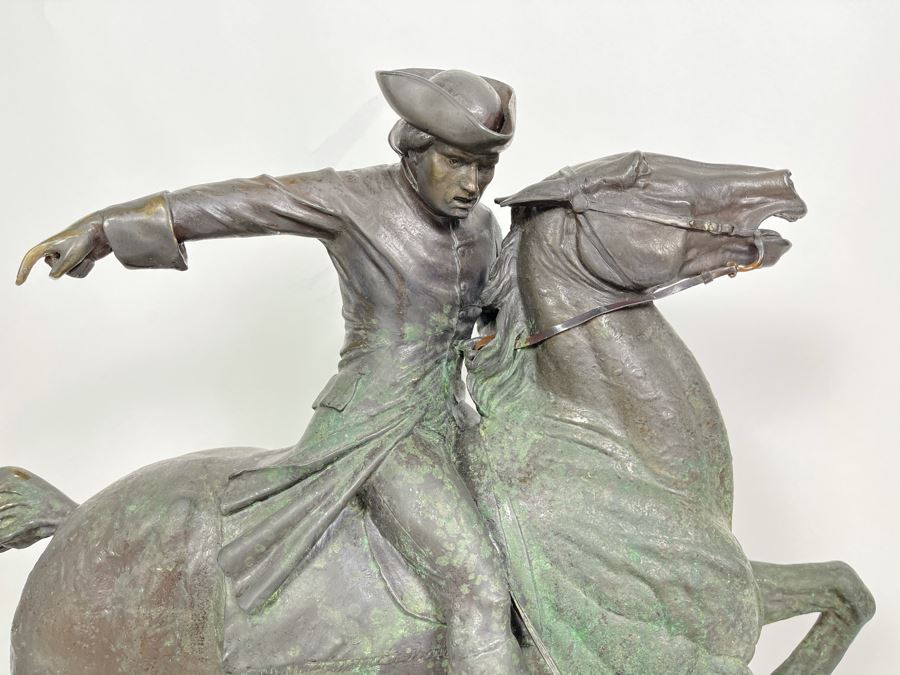 Signed Max Turner Bronze Sculpture On Marble Base Titled 'Paul Revere' After Cyrus Edwin Dallin 21W X 8D X 20H 73lbs [Photo 5]