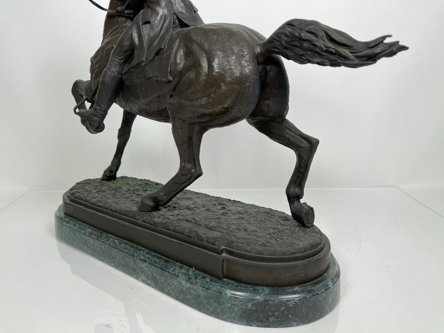 Signed Max Turner Bronze Sculpture On Marble Base Titled 'Paul Revere' After Cyrus Edwin Dallin 21W X 8D X 20H 73lbs [Photo 32]