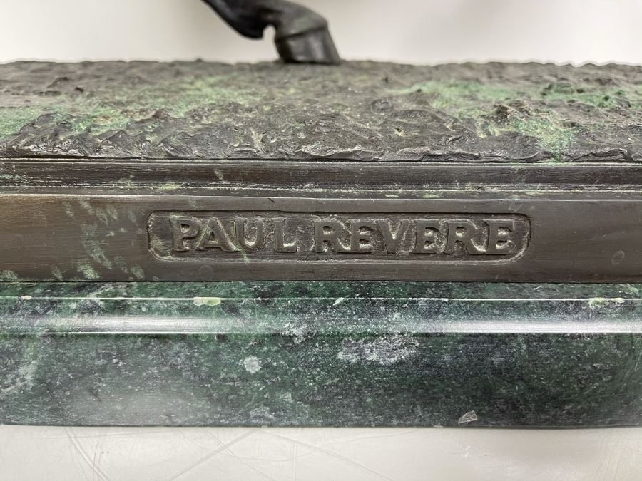 Signed Max Turner Bronze Sculpture On Marble Base Titled 'Paul Revere' After Cyrus Edwin Dallin 21W X 8D X 20H 73lbs [Photo 4]