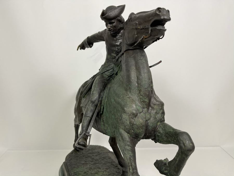 Signed Max Turner Bronze Sculpture On Marble Base Titled 'Paul Revere' After Cyrus Edwin Dallin 21W X 8D X 20H 73lbs [Photo 16]