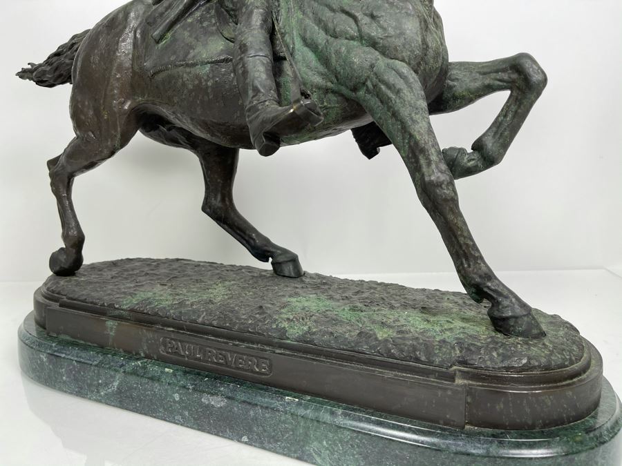 Signed Max Turner Bronze Sculpture On Marble Base Titled 'Paul Revere' After Cyrus Edwin Dallin 21W X 8D X 20H 73lbs [Photo 14]