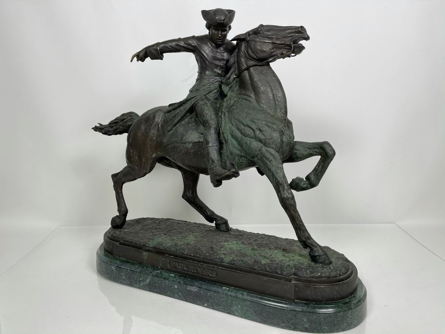 Signed Max Turner Bronze Sculpture On Marble Base Titled 'Paul Revere' After Cyrus Edwin Dallin 21W X 8D X 20H 73lbs [Photo 12]