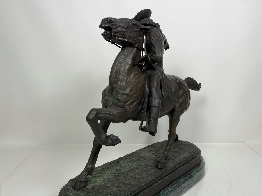 Signed Max Turner Bronze Sculpture On Marble Base Titled 'Paul Revere' After Cyrus Edwin Dallin 21W X 8D X 20H 73lbs [Photo 21]