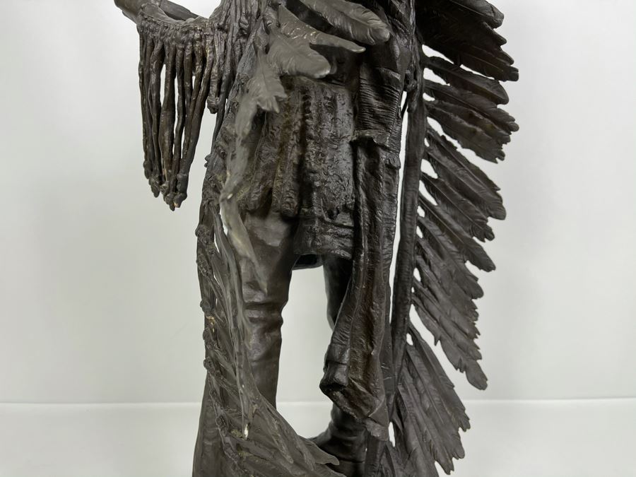 Signed Max Turner After Carl Kauba Bronze Sculpture Of Native American Indian Warrior 26H X 14W X 10D 53lbs [Photo 32]