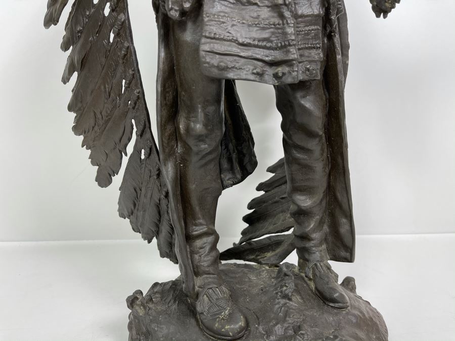 Signed Max Turner After Carl Kauba Bronze Sculpture Of Native American Indian Warrior 26H X 14W X 10D 53lbs [Photo 21]