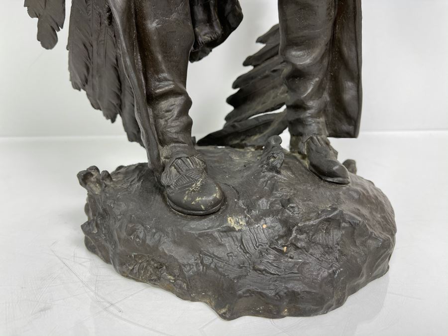 Signed Max Turner After Carl Kauba Bronze Sculpture Of Native American Indian Warrior 26H X 14W X 10D 53lbs [Photo 20]
