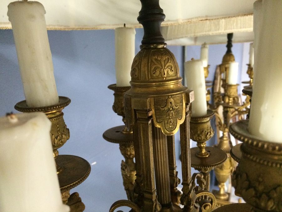 Stunning Pair of Ornate Dore? Gilded French Candelabra Lamps with Cherubs