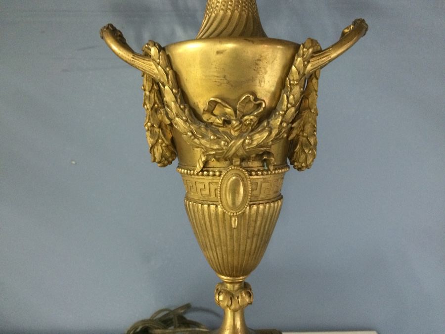 Stunning Pair of Ornate Dore? Gilded French Candelabra Lamps with Cherubs