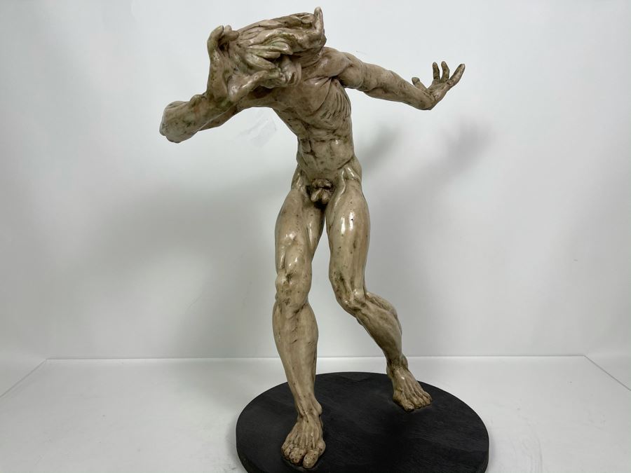 Max Turner Unsigned One Of A Kind Resin Sculpture Of Adam's Expulsion From The Garden Of Eden 19'H X 16'W X 11'D [Photo 14]