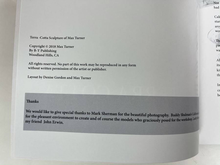 Max Turner Book Titled 'Terra Cotta Sculpture Of Max Turner' [Photo 4]