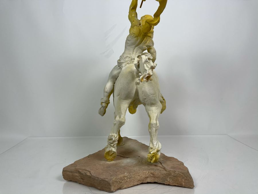 Max Turner One Of A Kind Sculpture After Prince Valiant Comic Strip On Slate Base (Prince Valiant Riding Horse) 24'H X 19'W X 12'D 20lbs (One Of His Last Works) [Photo 20]