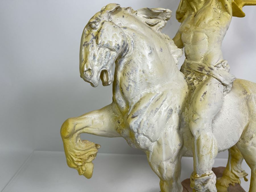 Max Turner One Of A Kind Sculpture After Prince Valiant Comic Strip On Slate Base (Prince Valiant Riding Horse) 24'H X 19'W X 12'D 20lbs (One Of His Last Works) [Photo 4]