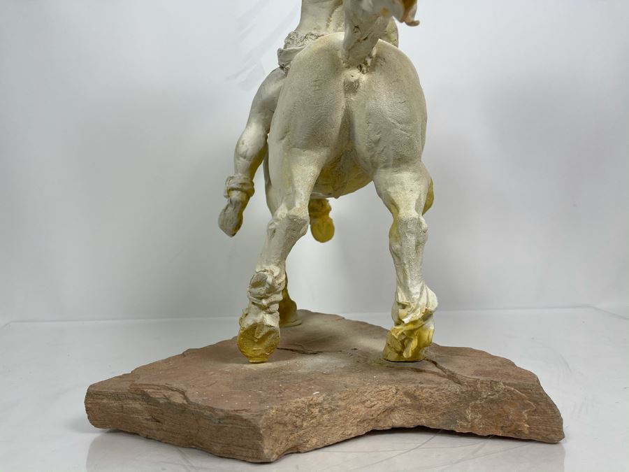 Max Turner One Of A Kind Sculpture After Prince Valiant Comic Strip On Slate Base (Prince Valiant Riding Horse) 24'H X 19'W X 12'D 20lbs (One Of His Last Works) [Photo 21]
