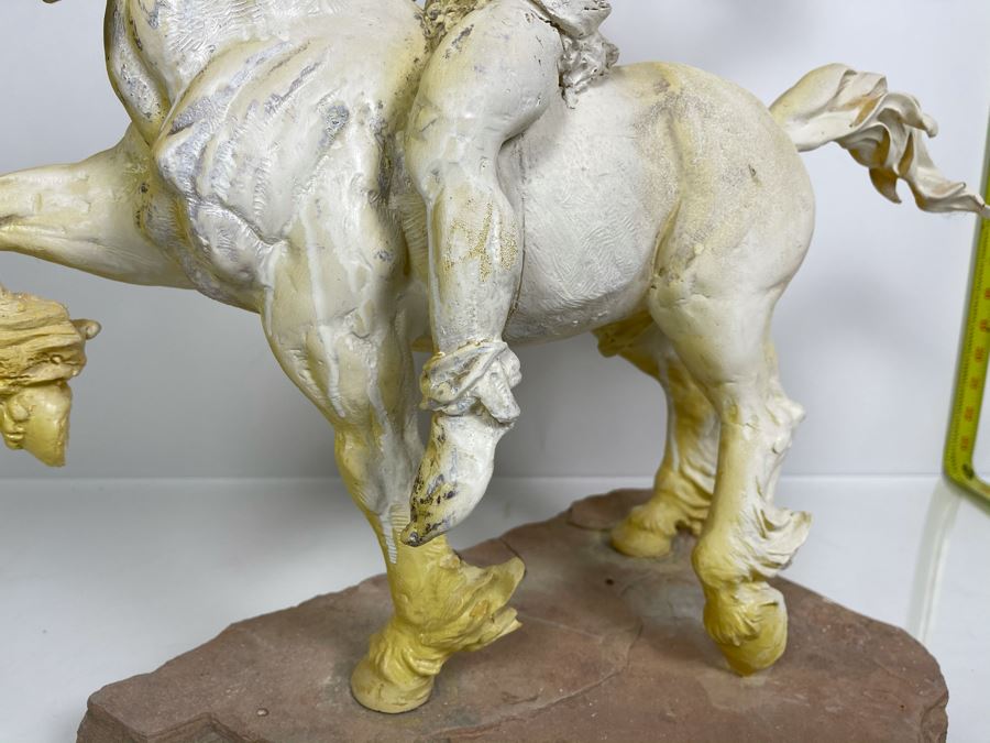 Max Turner One Of A Kind Sculpture After Prince Valiant Comic Strip On Slate Base (Prince Valiant Riding Horse) 24'H X 19'W X 12'D 20lbs (One Of His Last Works) [Photo 5]