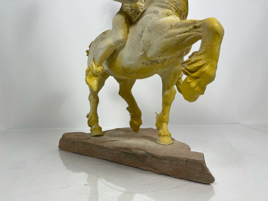 Max Turner One Of A Kind Sculpture After Prince Valiant Comic Strip On Slate Base (Prince Valiant Riding Horse) 24'H X 19'W X 12'D 20lbs (One Of His Last Works) [Photo 12]