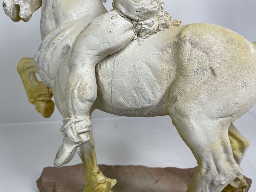Max Turner One Of A Kind Sculpture After Prince Valiant Comic Strip On Slate Base (Prince Valiant Riding Horse) 24'H X 19'W X 12'D 20lbs (One Of His Last Works) [Photo 24]