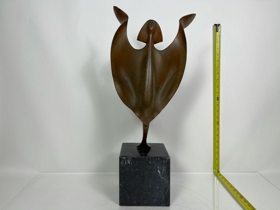 Max Turner Signed Modernist Bronze Sculpture On Marble Base 24'H X 10'W X 6.25'D 33lbs [Photo 2]