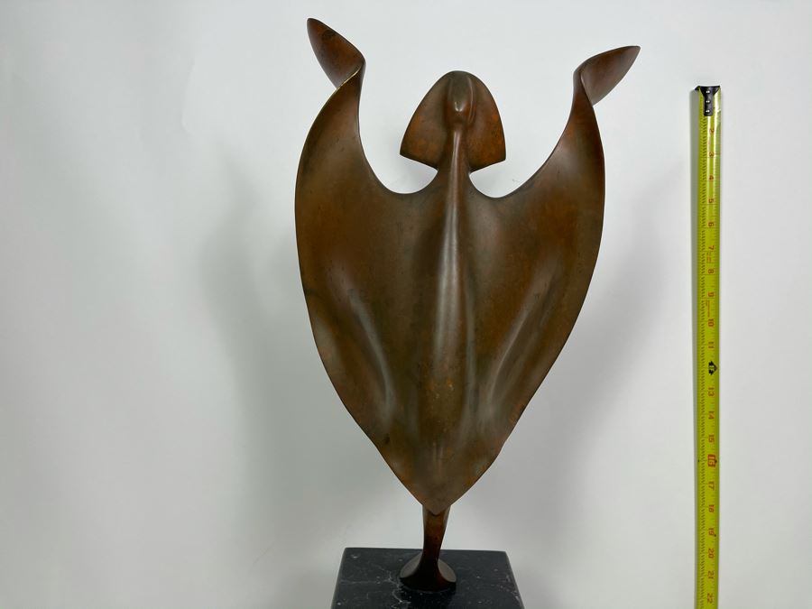 Max Turner Signed Modernist Bronze Sculpture On Marble Base 24'H X 10'W X 6.25'D 33lbs [Photo 4]