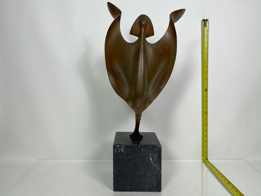 Max Turner Signed Modernist Bronze Sculpture On Marble Base 24'H X 10'W X 6.25'D 33lbs [Photo 3]