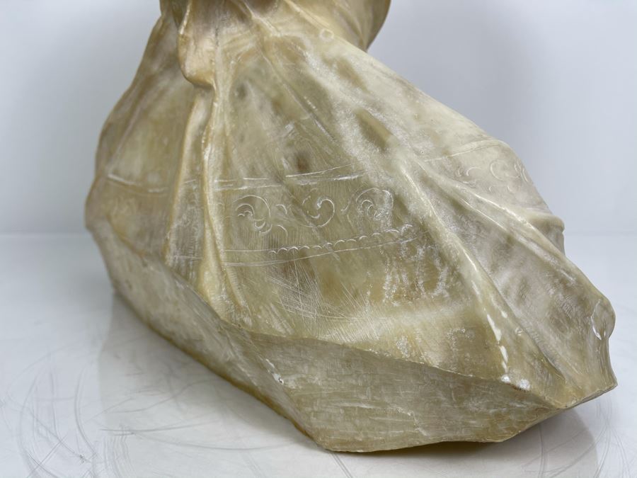Professor Antonio Frilli Florentine Sculptor (Italian, 1860-1902) Antique Carved Alabaster Bust Masterpiece Sculpture Of Girl From Max Turner's Estate 19'H X 18'W X 10'D 72lbs [Photo 16]