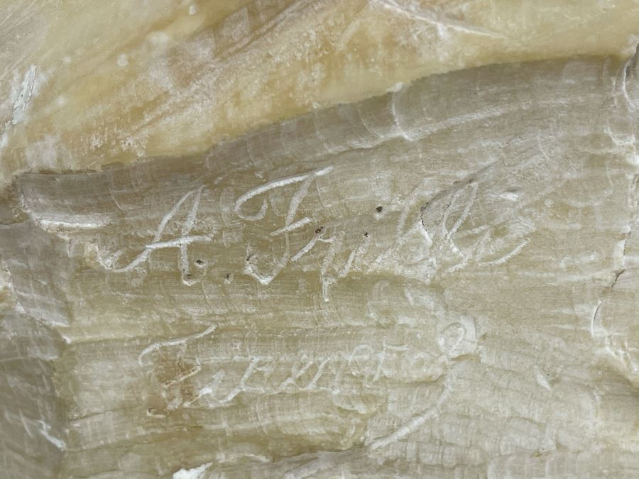 Professor Antonio Frilli Florentine Sculptor (Italian, 1860-1902) Antique Carved Alabaster Bust Masterpiece Sculpture Of Girl From Max Turner's Estate 19'H X 18'W X 10'D 72lbs [Photo 21]