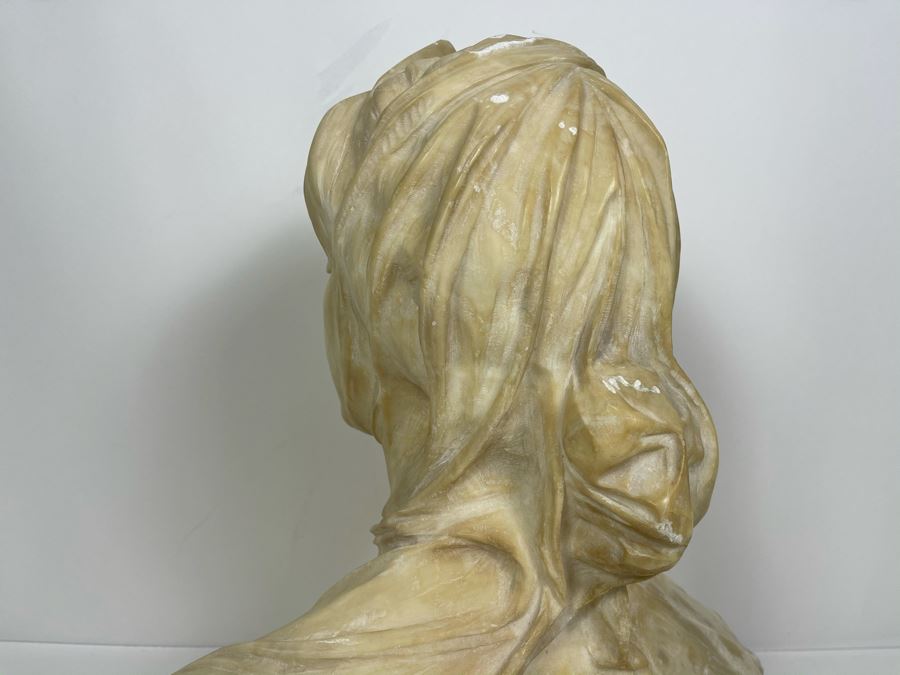 Professor Antonio Frilli Florentine Sculptor (Italian, 1860-1902) Antique Carved Alabaster Bust Masterpiece Sculpture Of Girl From Max Turner's Estate 19'H X 18'W X 10'D 72lbs [Photo 28]