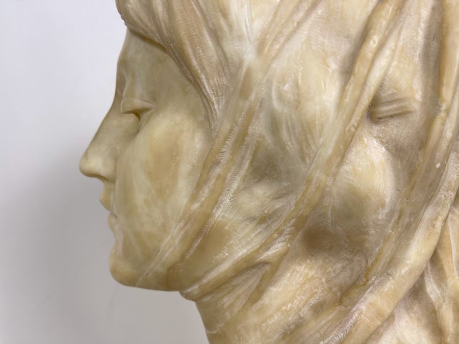 Professor Antonio Frilli Florentine Sculptor (Italian, 1860-1902) Antique Carved Alabaster Bust Masterpiece Sculpture Of Girl From Max Turner's Estate 19'H X 18'W X 10'D 72lbs [Photo 32]