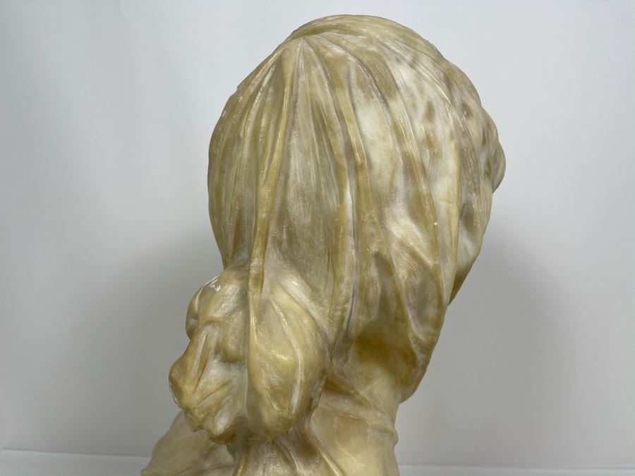 Professor Antonio Frilli Florentine Sculptor (Italian, 1860-1902) Antique Carved Alabaster Bust Masterpiece Sculpture Of Girl From Max Turner's Estate 19'H X 18'W X 10'D 72lbs [Photo 15]