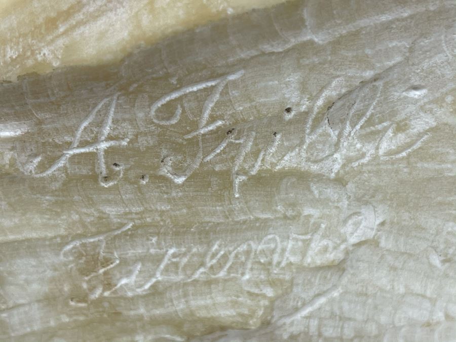 Professor Antonio Frilli Florentine Sculptor (Italian, 1860-1902) Antique Carved Alabaster Bust Masterpiece Sculpture Of Girl From Max Turner's Estate 19'H X 18'W X 10'D 72lbs [Photo 26]