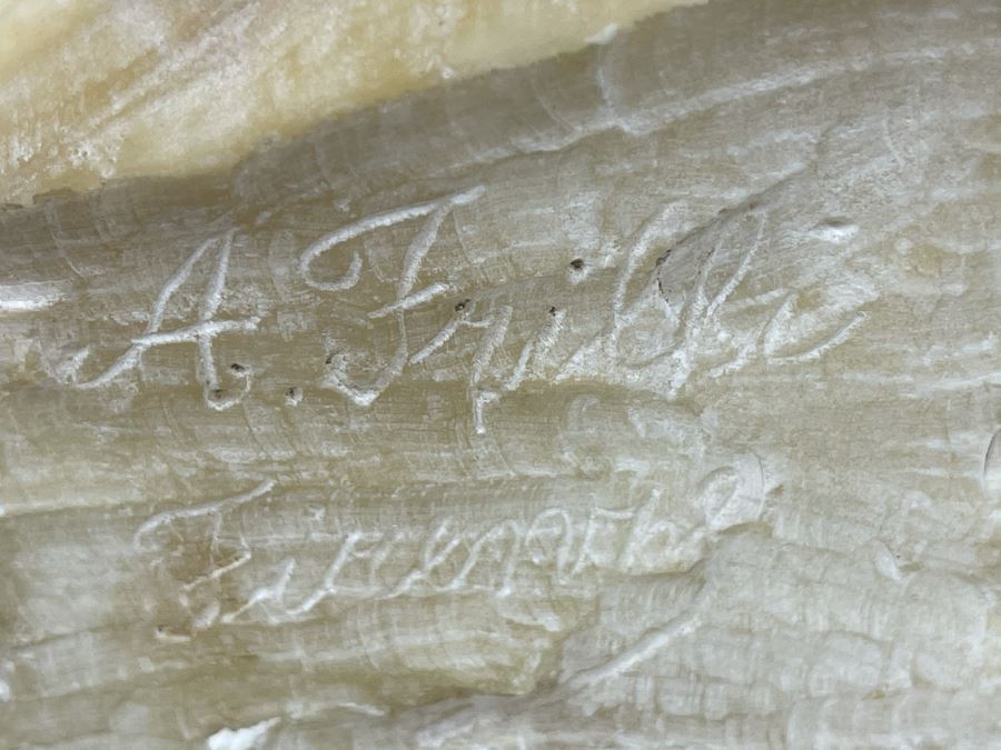 Professor Antonio Frilli Florentine Sculptor (Italian, 1860-1902) Antique Carved Alabaster Bust Masterpiece Sculpture Of Girl From Max Turner's Estate 19'H X 18'W X 10'D 72lbs [Photo 24]