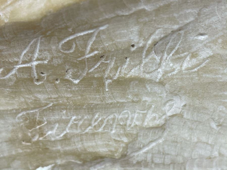 Professor Antonio Frilli Florentine Sculptor (Italian, 1860-1902) Antique Carved Alabaster Bust Masterpiece Sculpture Of Girl From Max Turner's Estate 19'H X 18'W X 10'D 72lbs [Photo 25]