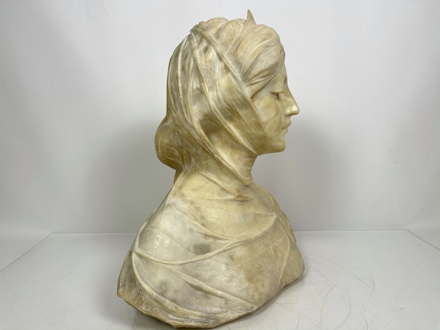 Professor Antonio Frilli Florentine Sculptor (Italian, 1860-1902) Antique Carved Alabaster Bust Masterpiece Sculpture Of Girl From Max Turner's Estate 19'H X 18'W X 10'D 72lbs [Photo 11]