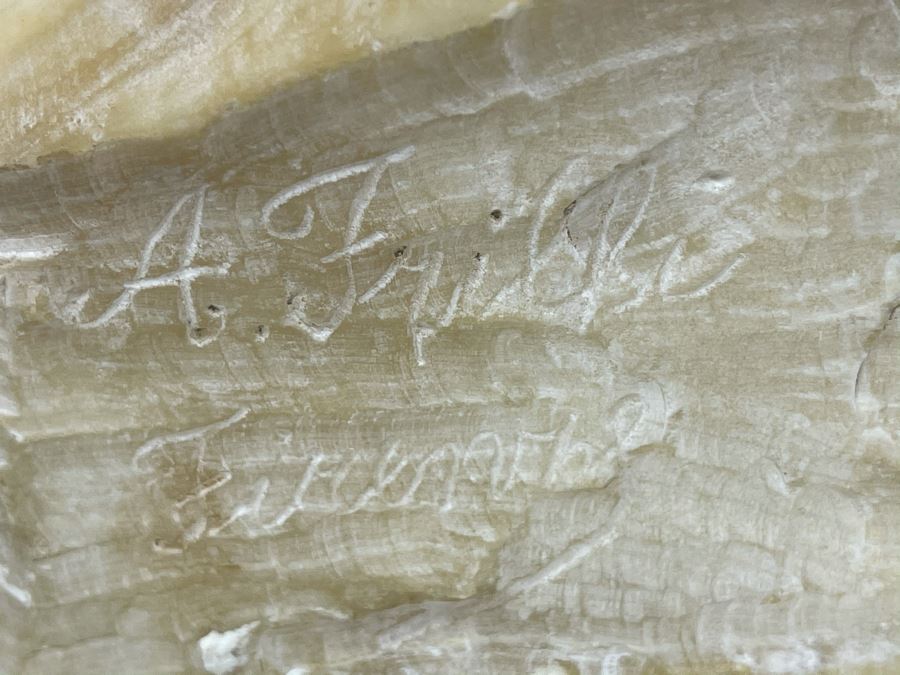 Professor Antonio Frilli Florentine Sculptor (Italian, 1860-1902) Antique Carved Alabaster Bust Masterpiece Sculpture Of Girl From Max Turner's Estate 19'H X 18'W X 10'D 72lbs [Photo 23]