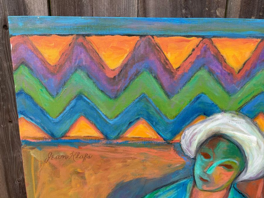 Original Jean Klafs Abstract Expressionist Painting On Canvas Titled 'I Guide' 36 X 36 [Photo 8]