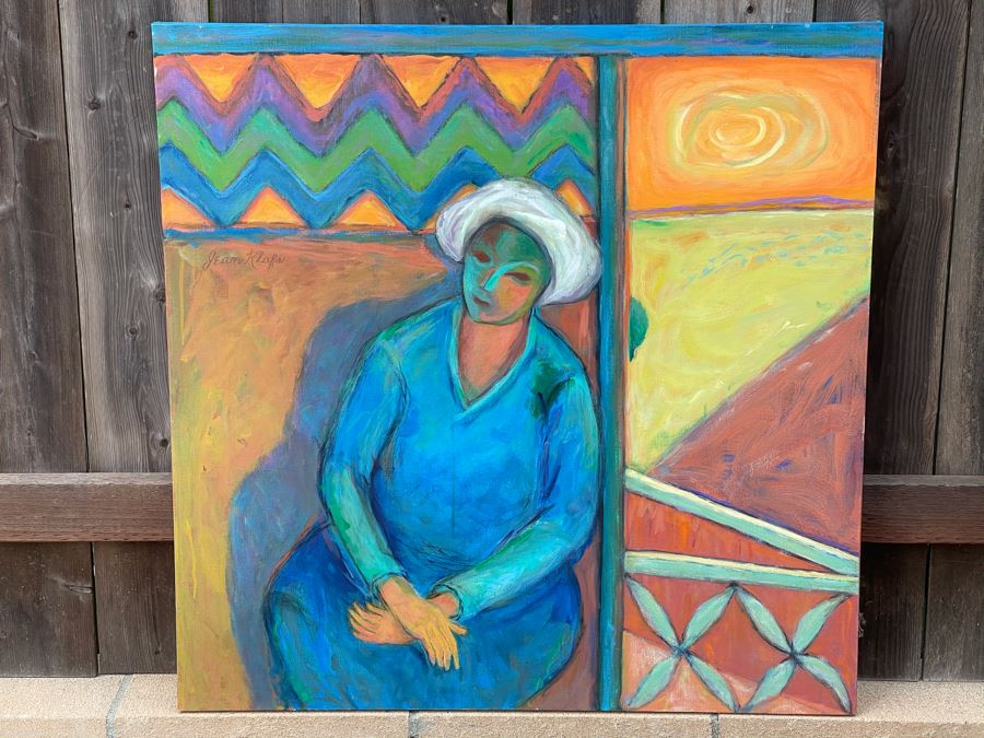 Original Jean Klafs Abstract Expressionist Painting On Canvas Titled 'I Guide' 36 X 36 [Photo 3]