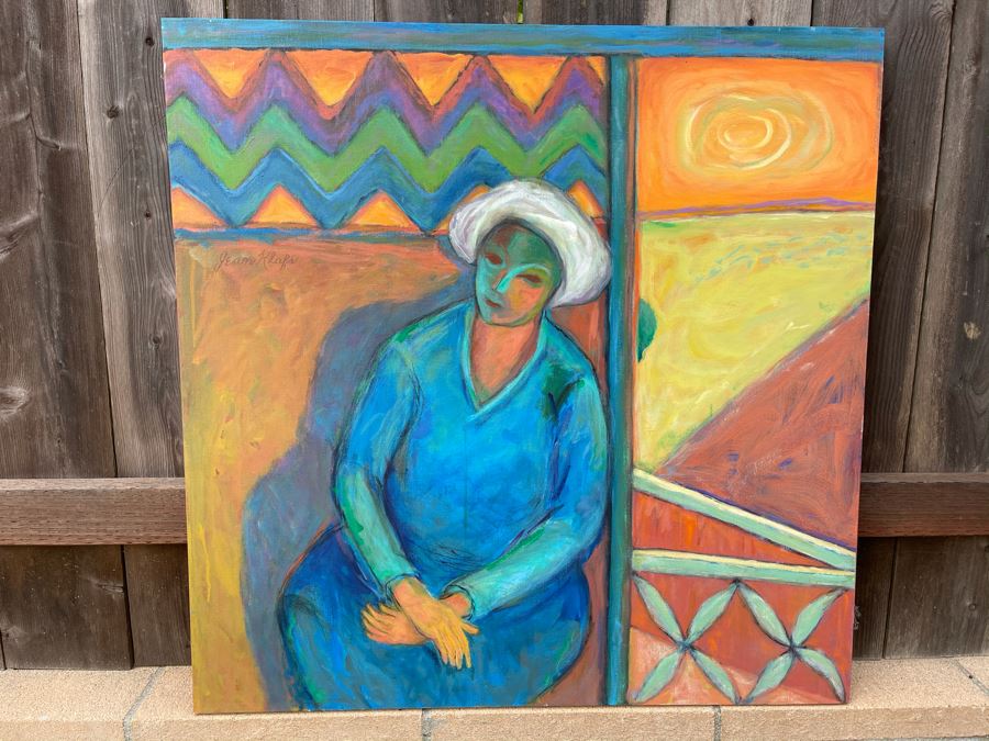 Original Jean Klafs Abstract Expressionist Painting On Canvas Titled 'I Guide' 36 X 36 [Photo 2]