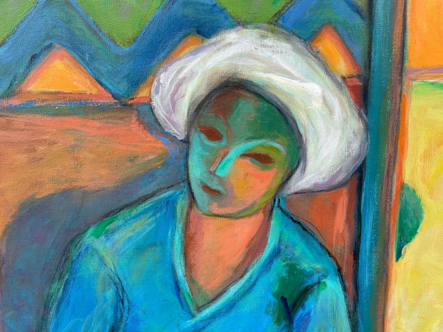 Original Jean Klafs Abstract Expressionist Painting On Canvas Titled 'I Guide' 36 X 36 [Photo 5]