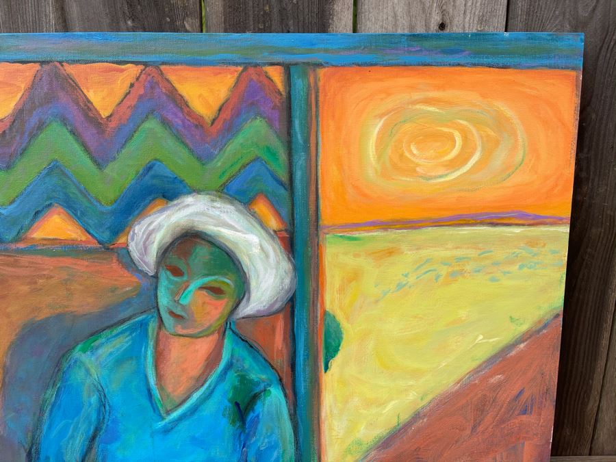 Original Jean Klafs Abstract Expressionist Painting On Canvas Titled 'I Guide' 36 X 36 [Photo 4]