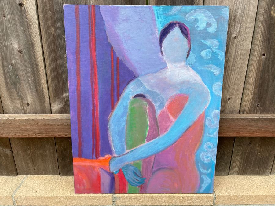 Original Jean Klafs Abstract Expressionist Painting On Canvas 22 X 28 [Photo 2]