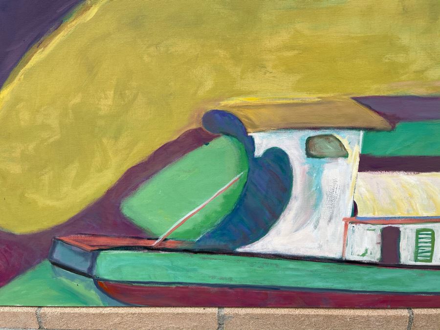 Original Jean Klafs Abstract Expressionist Ship Painting On Canvas 48 X 36 [Photo 4]