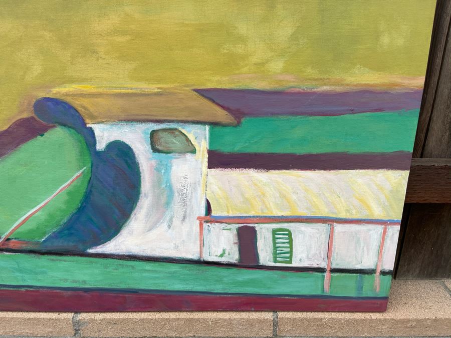 Original Jean Klafs Abstract Expressionist Ship Painting On Canvas 48 X 36 [Photo 5]