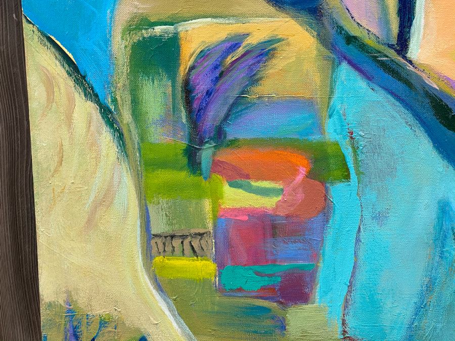 Original Jean Klafs Abstract Expressionist Painting On Canvas Titled 'Ricefield' 40 X 32 [Photo 5]