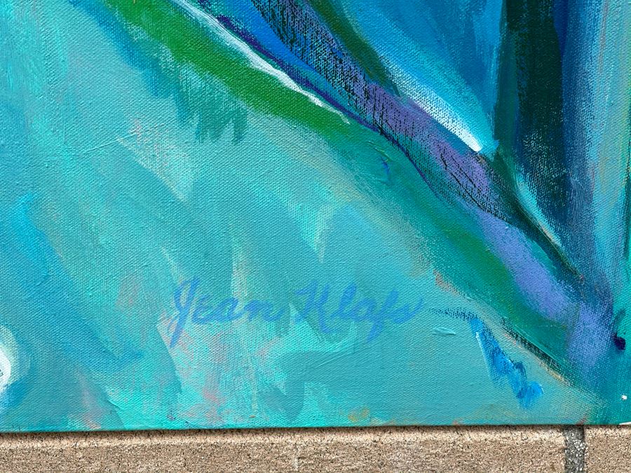 Original Jean Klafs Abstract Expressionist Painting On Canvas Titled 'Ricefield' 40 X 32 [Photo 7]