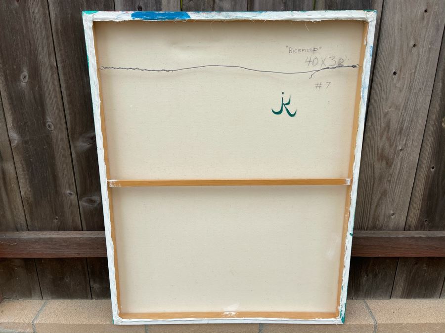 Original Jean Klafs Abstract Expressionist Painting On Canvas Titled 'Ricefield' 40 X 32 [Photo 8]