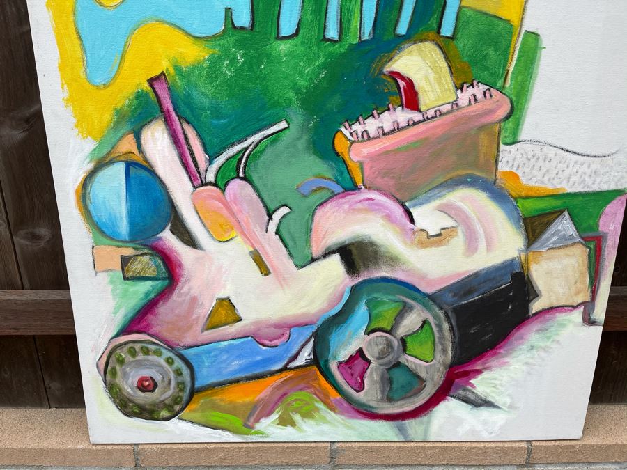 Original Jean Klafs Abstract Expressionist Painting On Canvas 36 X 42 [Photo 3]