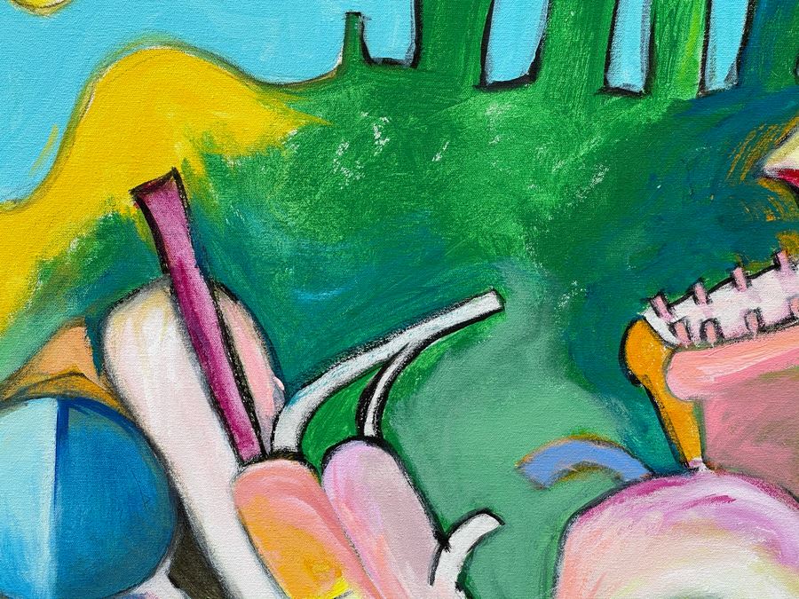 Original Jean Klafs Abstract Expressionist Painting On Canvas 36 X 42 [Photo 5]