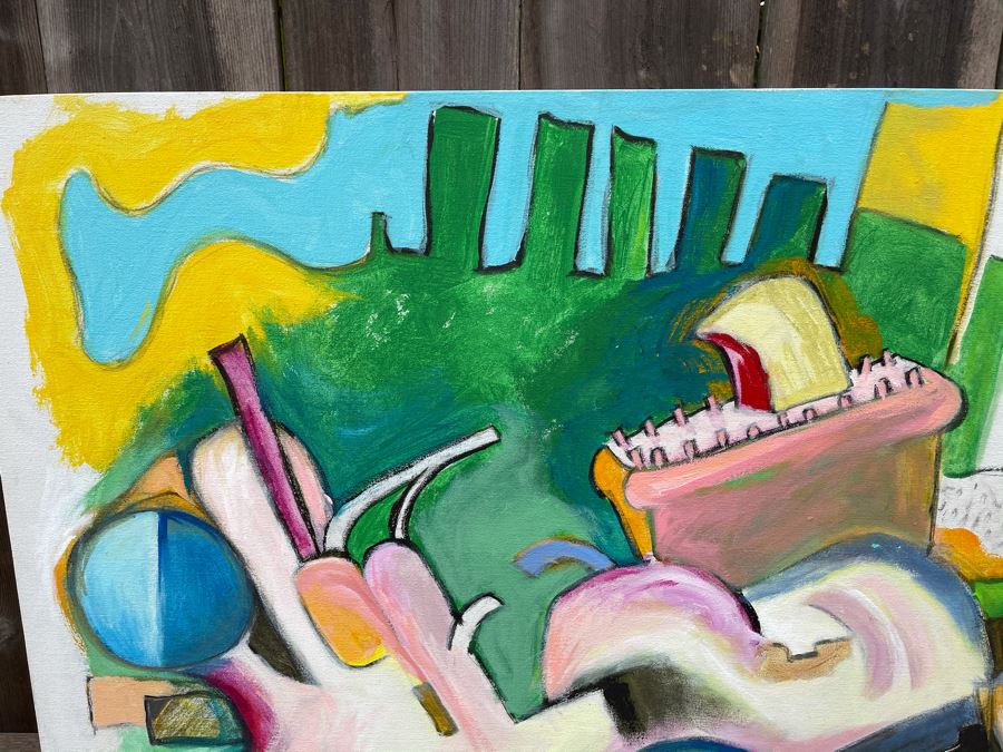 Original Jean Klafs Abstract Expressionist Painting On Canvas 36 X 42 [Photo 6]