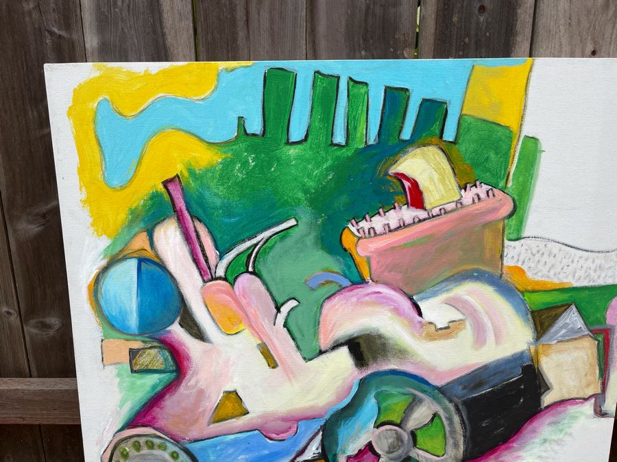 Original Jean Klafs Abstract Expressionist Painting On Canvas 36 X 42 [Photo 4]