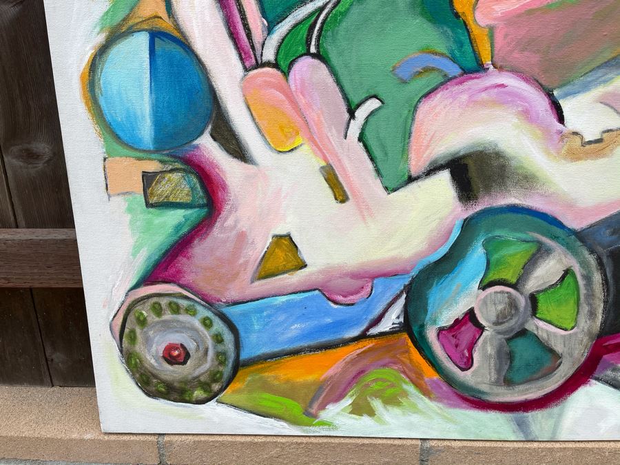 Original Jean Klafs Abstract Expressionist Painting On Canvas 36 X 42 [Photo 8]